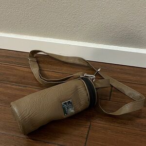 Tan Leather Crossbody waterbottle Bag
